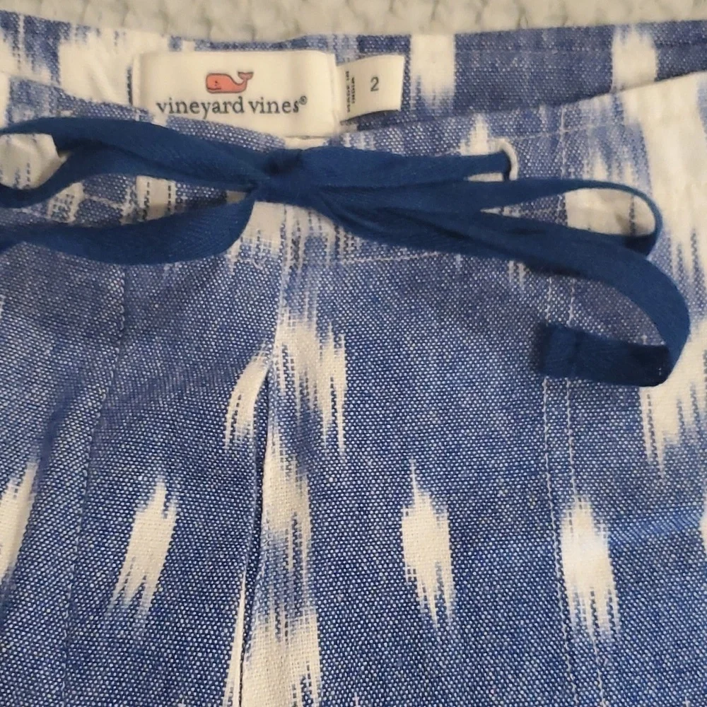 Vineyard Vines Blue/White Tie Dye Drawstring Button Fly Cotton Shorts 2 (#20)